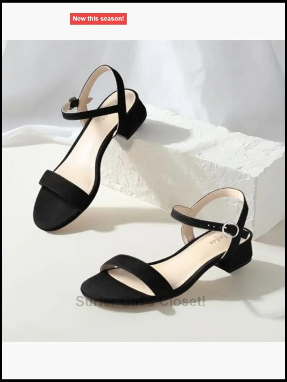 Women's Open Toe Block Low Heel Sandals with Adjustable Ankle Strap